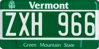 VT license plate ZXH966