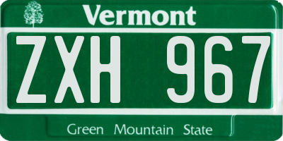 VT license plate ZXH967
