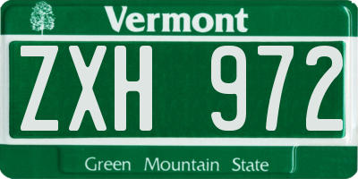 VT license plate ZXH972