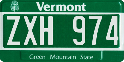 VT license plate ZXH974