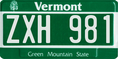 VT license plate ZXH981