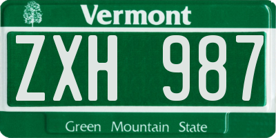 VT license plate ZXH987