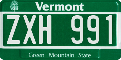 VT license plate ZXH991