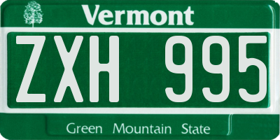 VT license plate ZXH995