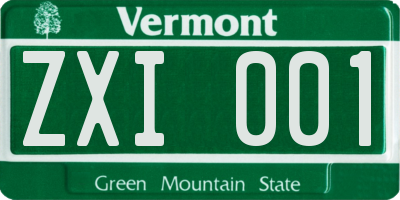 VT license plate ZXI001