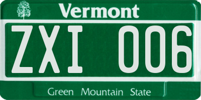 VT license plate ZXI006