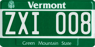 VT license plate ZXI008
