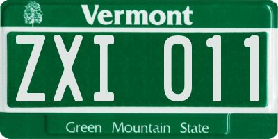 VT license plate ZXI011