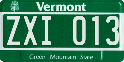 VT license plate ZXI013