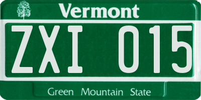 VT license plate ZXI015