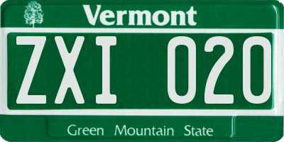 VT license plate ZXI020