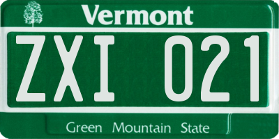 VT license plate ZXI021