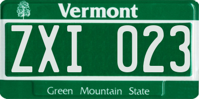 VT license plate ZXI023