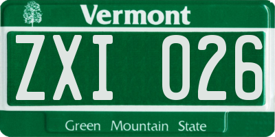 VT license plate ZXI026