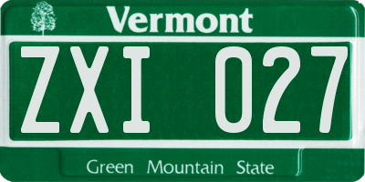 VT license plate ZXI027