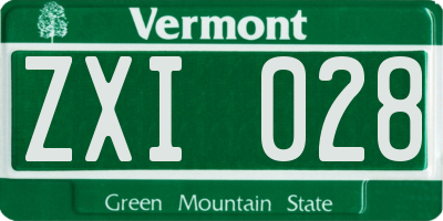 VT license plate ZXI028