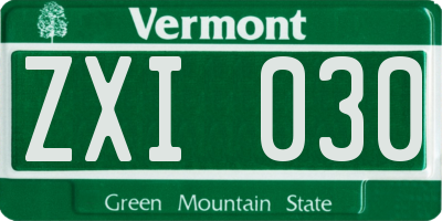 VT license plate ZXI030