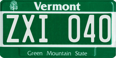 VT license plate ZXI040