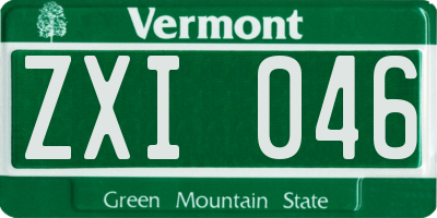 VT license plate ZXI046