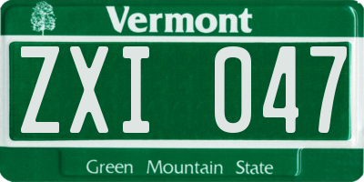 VT license plate ZXI047