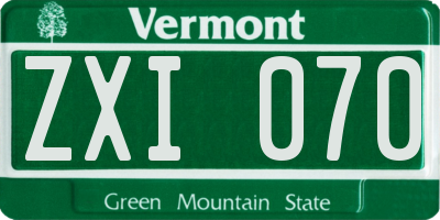 VT license plate ZXI070