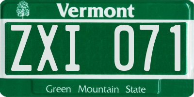 VT license plate ZXI071