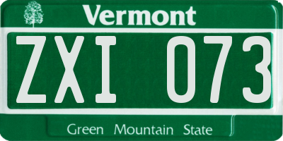 VT license plate ZXI073