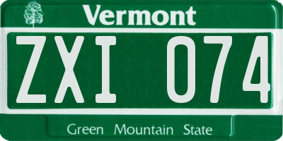 VT license plate ZXI074