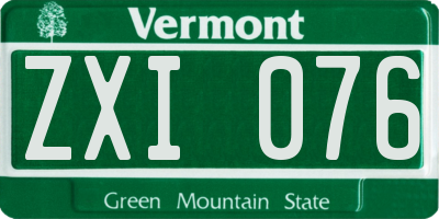 VT license plate ZXI076