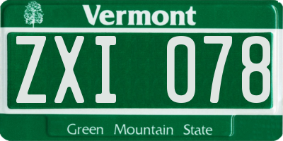 VT license plate ZXI078