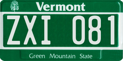 VT license plate ZXI081