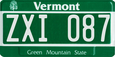 VT license plate ZXI087