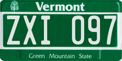 VT license plate ZXI097