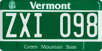 VT license plate ZXI098