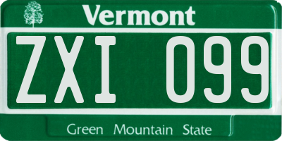 VT license plate ZXI099