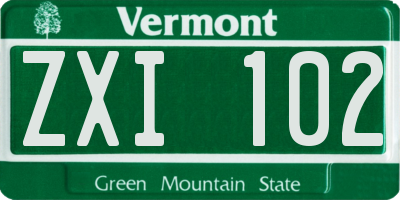 VT license plate ZXI102