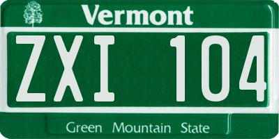 VT license plate ZXI104