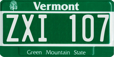 VT license plate ZXI107