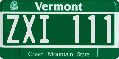VT license plate ZXI111