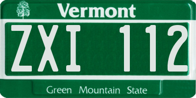 VT license plate ZXI112