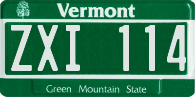 VT license plate ZXI114