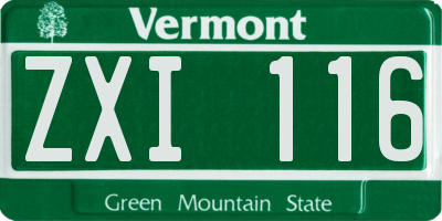 VT license plate ZXI116