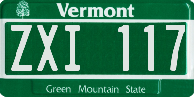 VT license plate ZXI117