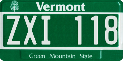 VT license plate ZXI118