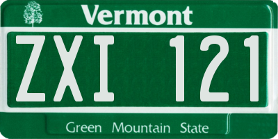 VT license plate ZXI121