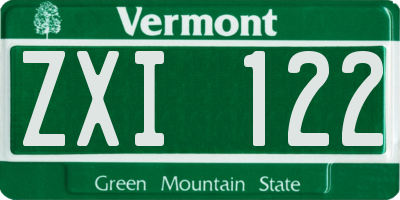 VT license plate ZXI122