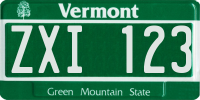 VT license plate ZXI123