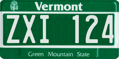 VT license plate ZXI124