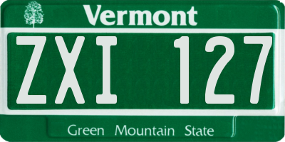 VT license plate ZXI127