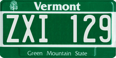 VT license plate ZXI129